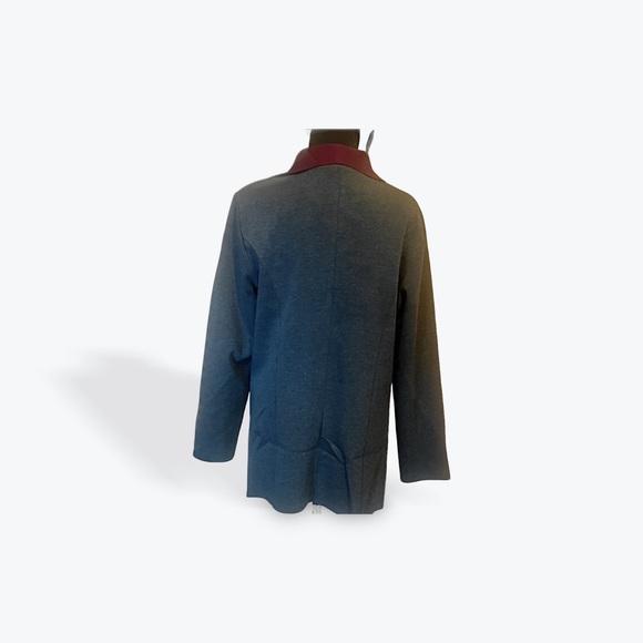 Gray Blazer Jacket with Burgundy inside Color - Picture 3 of 5